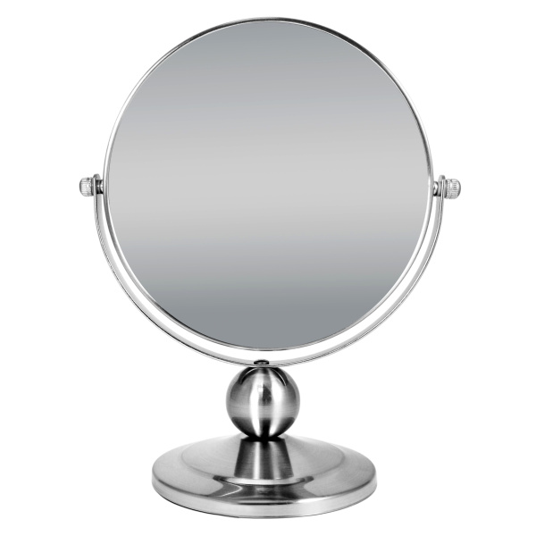 Фото Зеркало настольное Weisen WS-838-SN, сатин никель, 7Х-увеличение, d 17 см, h 24 см (Зеркала настольные)