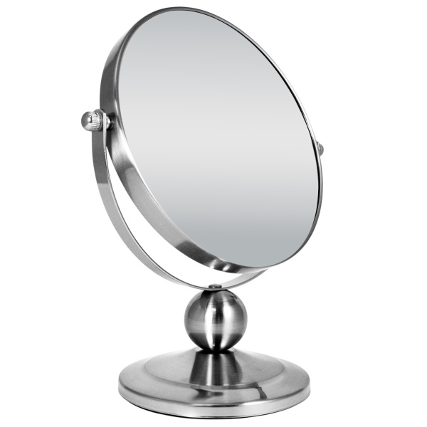 Фото Зеркало настольное Weisen WS-838-SN, сатин никель, 7Х-увеличение, d 17 см, h 24 см (Зеркала настольные)