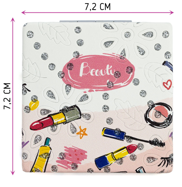 Фото Зеркало компактное Weisen WSPK-144-3 Make-up, квадратное, 7,2х7,2 см (Зеркала карманные)