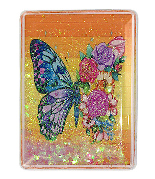 Зеркало компактное Weisen WS-182-1 Блестки, прямоугольное, 8,5х6 см