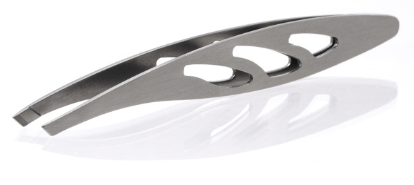 Фото Пинцет Weisen NGHM-010A Silver скошенный, изогнутый, 9 см (Пинцеты для бровей)