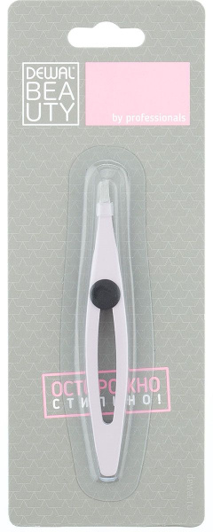 Фото Пинцет косметический Dewal Beauty TW-65C с силиконовой вставкой, 9,5 см (Пинцеты для бровей)