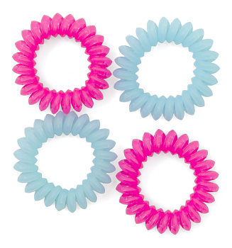 Резинки для волос Weisen WSKG-2145-2-6 NEON mini, пружинки, голубой/розовый, 4 шт.