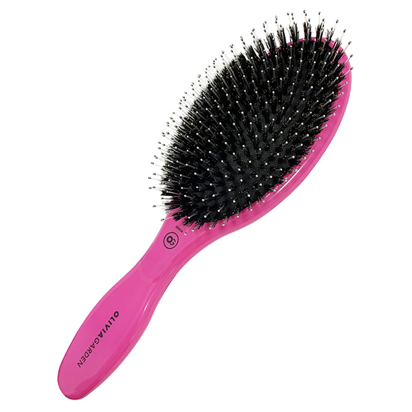 Фото Щетка для волос Olivia Garden EXPERT CARE OVAL Boar&Nylon Bristles Silver ID2034, розовая (Расчёски и щётки)
