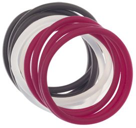 Фото Резинки для волос Dewal Beauty DBR27 силиконовые черный/белый/красный, 12 шт. (Резинки)