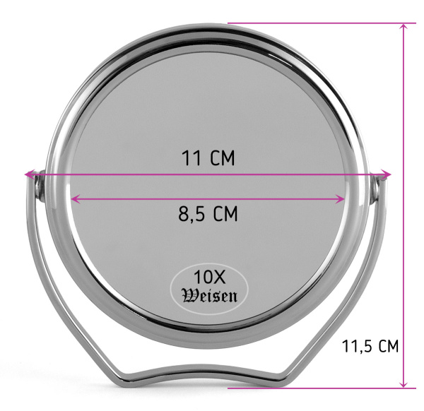 Фото Зеркало Weisen WS-12010-CHR настольное, хром,10Х-увеличение. d 10 см, h 12 см (Зеркала настольные)