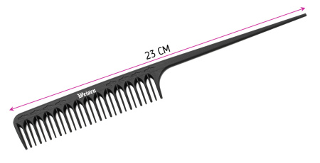 Фото Гребень Weisen CB126 с пластиковым хвостиком, карбон, 23,1 см, черный (Гребни)