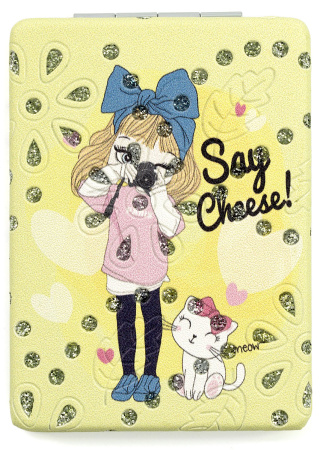 Фото Зеркало компактное Weisen WSPK-140-1 Girls, прямоугольное, 8,5х6,2 см (Зеркала карманные)