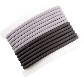 Резинки для волос Dewal RES038 силиконовые черные/серые, 12 шт.