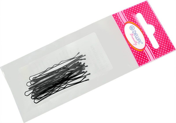 Фото Невидимки для волос Dewal Beauty N-12 BLACK волна, 50 мм (Невидимки)