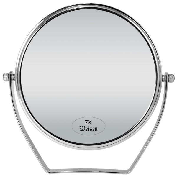 Фото Зеркало настольное Weisen WS-12015-CHR, хром, 7Х-увеличение, d 15 см (Зеркала настольные)