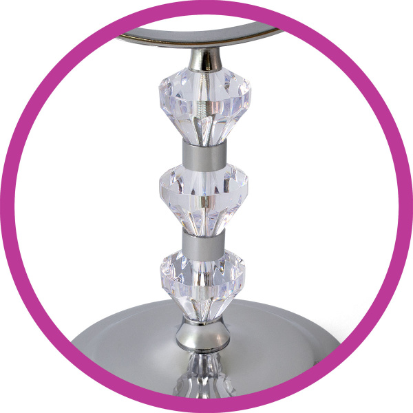 Фото Зеркало Weisen BIC-1066-8 Silver, настольное большое, 3 кристалла, 10Х-увеличение, h 17 см. (Зеркала настольные)