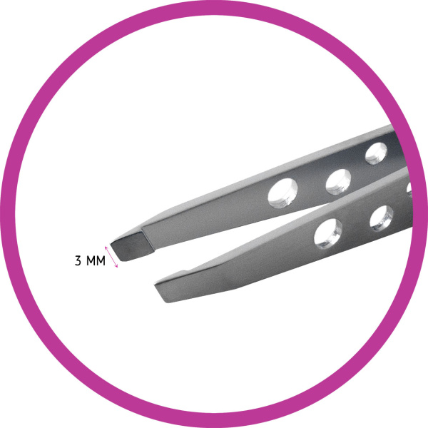 Фото Пинцет Weisen NGHM-004B Silver скошенный, матовый, 9,5 см (Пинцеты для бровей)