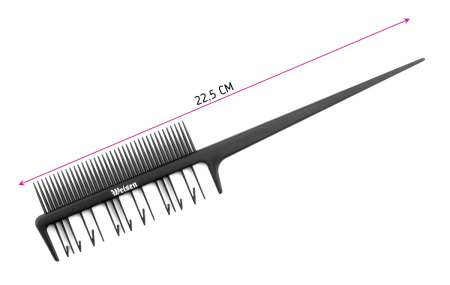 Фото Гребень Weisen CB994 для мелирования, двухсторонний, карбоновый, 22,5 см, черный (Гребни)