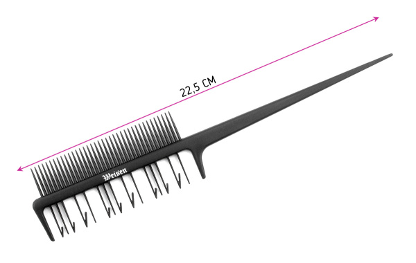 Фото Гребень Weisen CB994 для мелирования, двухсторонний, карбоновый, 22,5 см, черный (Гребни)