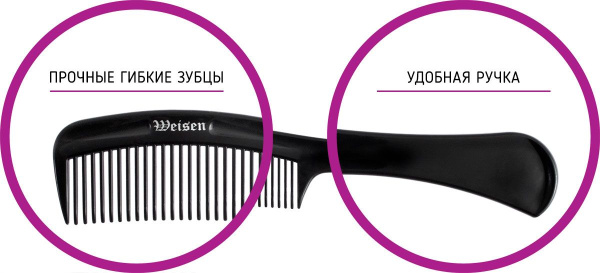Фото Гребень для волос с ручкой Weisen 1325, 21,4 см (Гребни)