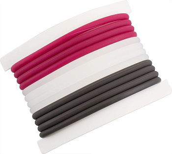 Резинки для волос Dewal Beauty DBR27 силиконовые черный/белый/красный, 12 шт.