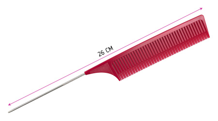 Фото Гребень Weisen ABS-21242 S Dark Red малый, для мелирования, с хвостиком, 26 см (Гребни)
