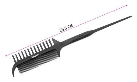 Фото Гребень Weisen CB992 для мелирования, карбоновый, 25,5 см, черный (Гребни)