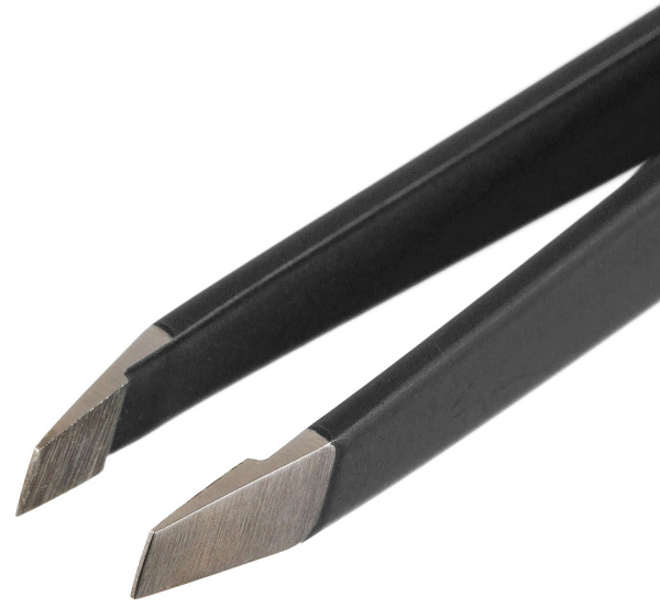 Фото Пинцет Dewal PIG-O1 наклонный, 10 см, черный (Пинцеты для бровей)