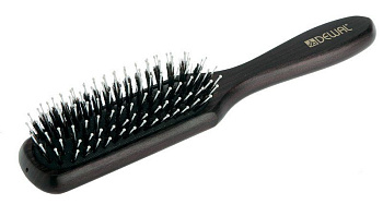 Расчёска массажная Dewal BR20120 деревянная, натуральная щетина/пластиковый штифт