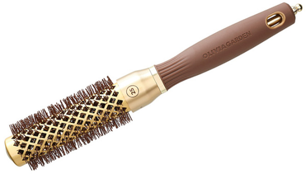 Фото Термобрашинг Olivia Garden ID2048/OGBNT24 EXPERT BLOWOUT SHINE Wavy Bristles Gold&Brown 25 мм (Брашинги)