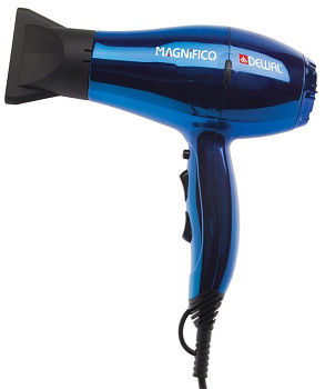 Фен DEWAL Magnifico 03-007 Blue синий 2000 Вт, 2 насадки