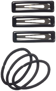 Набор для причесок Dewal Beauty DBR3774 черный, заколки клик-клак 3 шт., резинки 3 шт.