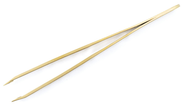 Фото Пинцет Weisen NGHM-004A Gold скошенный, матовый, 9,5 см (Пинцеты для бровей)