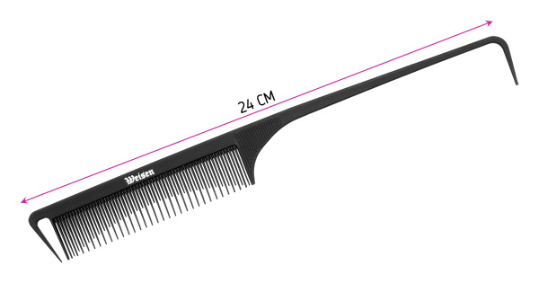Фото Гребень Weisen CB9131для мелирования, с разделителем, карбоновый, 24 см, черный (Гребни)