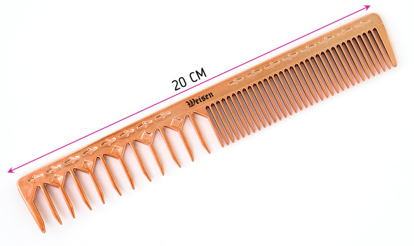 Фото Гребень для окрашивания Weisen CB123-GOLD комбинированный, 20 см, красное золото (Гребни)