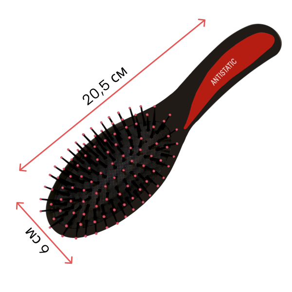 Фото Расческа массажная Weisen WS-8581-2 RED овальная, пластиковые штифты, красная, 20,5 см (Расчёски и щётки)