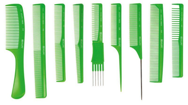 Фото Набор гребней Dewal CO-9-Light Green в чехле, 9 предметов (Гребни)