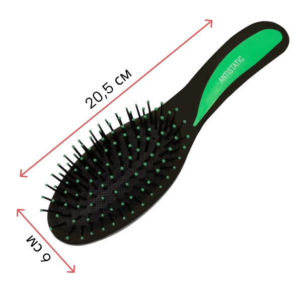 Фото Расческа массажная Weisen WS-8581-3 GREEN овальная, пластиковые штифты, зеленая, 20,5 см (Расчёски и щётки)