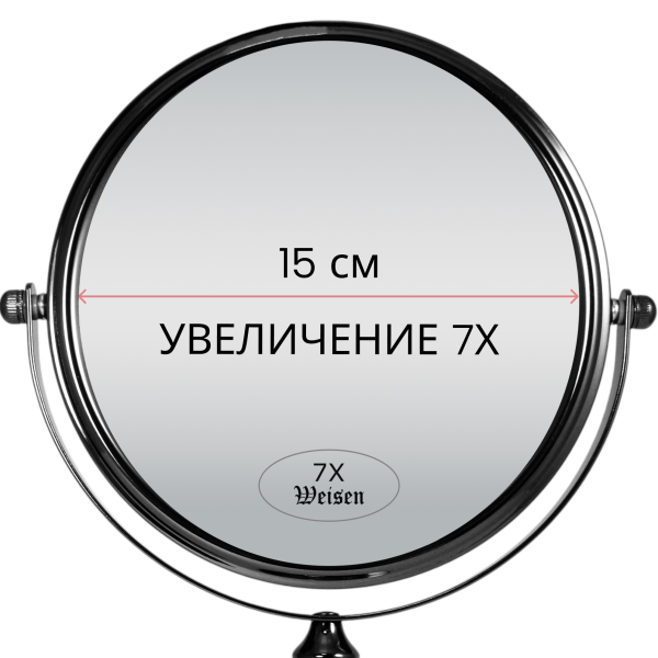 Фото Зеркало настольное Weisen WS-C30-7-BN, черный никель, 7Х-увеличение, d 17 см, h 30,5 см (Зеркала настольные)