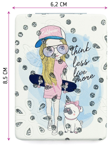 Фото Зеркало компактное Weisen WSPK-140-5 Girls, прямоугольное, 8,5х6,2 см (Зеркала карманные)