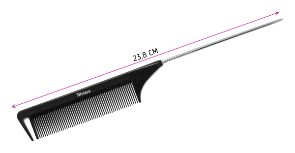 Фото Гребень Weisen ABS-71039 Black с металлическим хвостиком и с разделителем, 23,5 см, черный (Гребни)