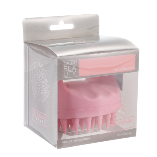 Фото Щетка массажная для мытья головы Dewal Beauty HMB-106, розовая, 8х8,5 см (Расчёски и щётки)