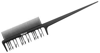 Гребень Weisen CB994 для мелирования, двухсторонний, карбоновый, 22,5 см, черный