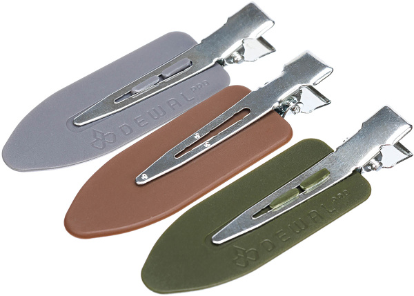 Фото Зажим для волос Dewal CL23brown/green/grey Лепесток, пластик, 6 см, 6 шт. (Зажимы)