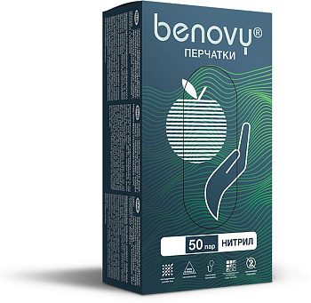 Перчатки Benovy WM-NPFFT-GG-CL02 нитриловые S, зеленые, 100 шт.