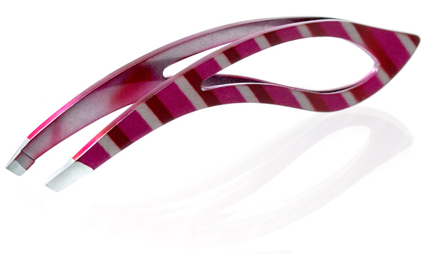 Фото Пинцет Weisen NGHM-012 RED скошенный, изогнутый, 9 см (Пинцеты для бровей)