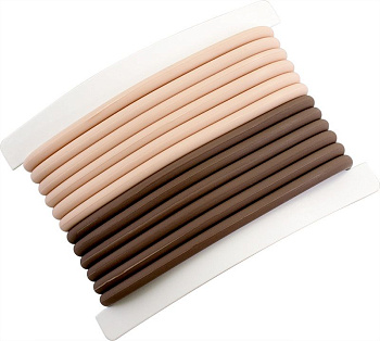 Резинки для волос Dewal RES039 силиконовые коричневые/бежевые, 12 шт.