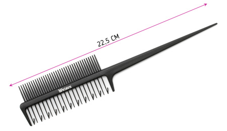 Фото Гребень Weisen CB995 для окрашивания, двухсторонний, карбоновый, 22,5 см, черный (Гребни)