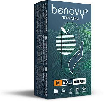 Перчатки Benovy WM-NPFFT-GG-CL03 нитриловые M, зеленые, 100 шт.