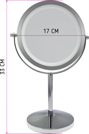 Фото Зеркало косметическое Weisen BIC-1123-H, настольное с подсветкой, 2Х-увеличение, d 17 см, h 33 см (Зеркала с подсветкой)