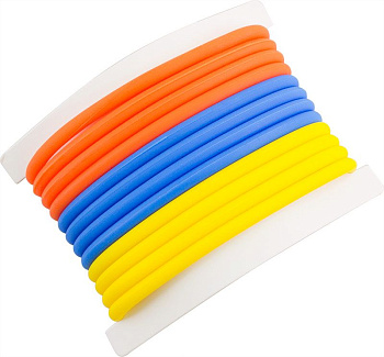 Резинки для волос Dewal Beauty DBR26 силиконовые голубой/желтый/оранжевый, 12 шт.