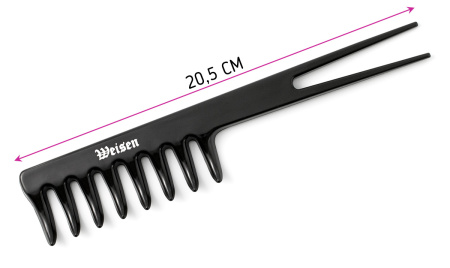 Фото Гребень Weisen ABS-29139 Black с разделителем Ласточкин хвост, 19 см, черный (Гребни)