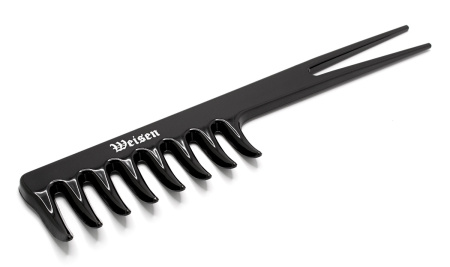 Фото Гребень Weisen ABS-29139 Black с разделителем Ласточкин хвост, 19 см, черный (Гребни)