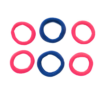 Резинки для волос Weisen WS-88AA-2 NEON mini, розовый/синий, 6 шт.